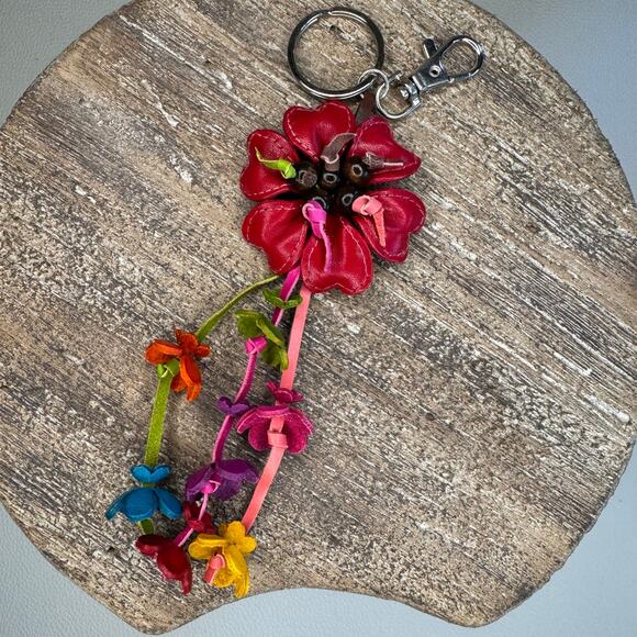 Leather Flower Purse Charm Genuine Leather Bag Charm NEW FAST SHIP - Picture 7 of 7